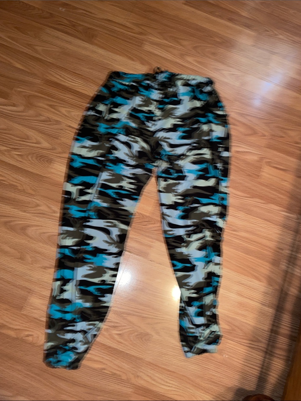 Women Camo Jogger Pants - Blue & Green Camo